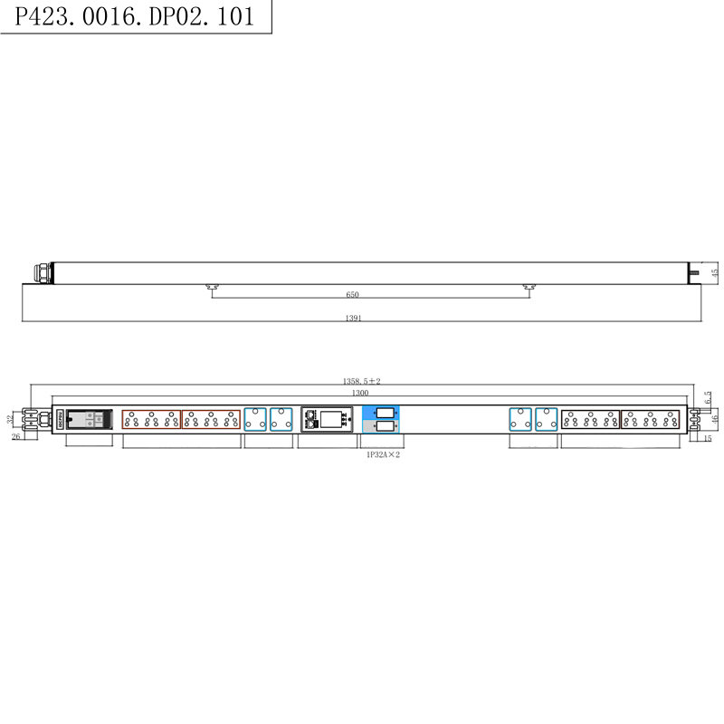 Sydafrika Uttag 16 uttag 1,5U flytande magnetisk kretsbrytare Vertikal TCP/IP smart Rack PDU