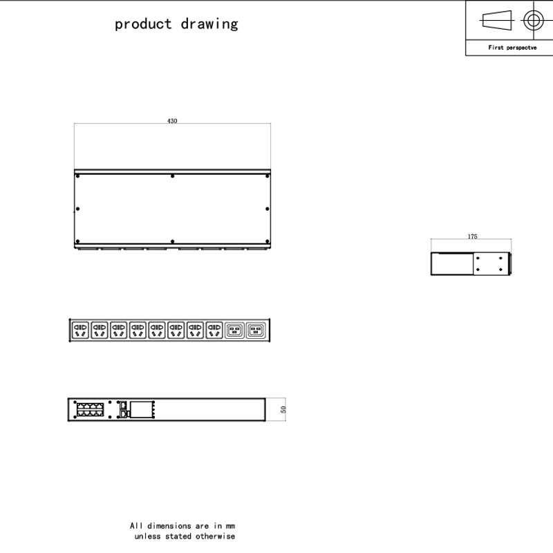 10-uttag C20 Vertikal TCP/IP-sensor eco Smart Rack Pdu 1U