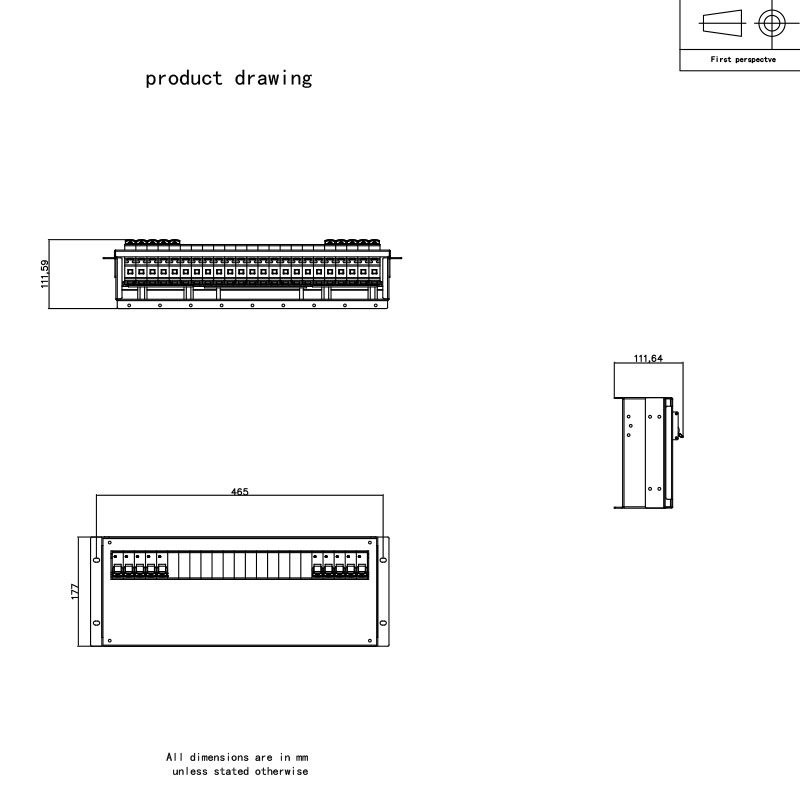 3U Breaker Horisontell Rack Pdu Grå