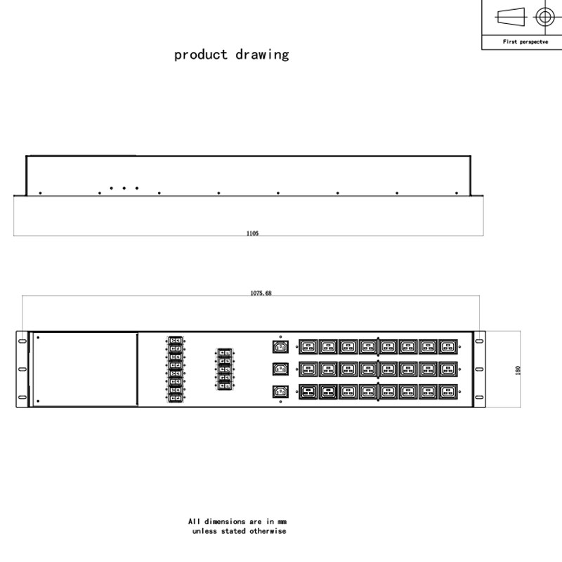 3-fas 27-uttag C13 C19 Vertikal Breaker Switched Pdu