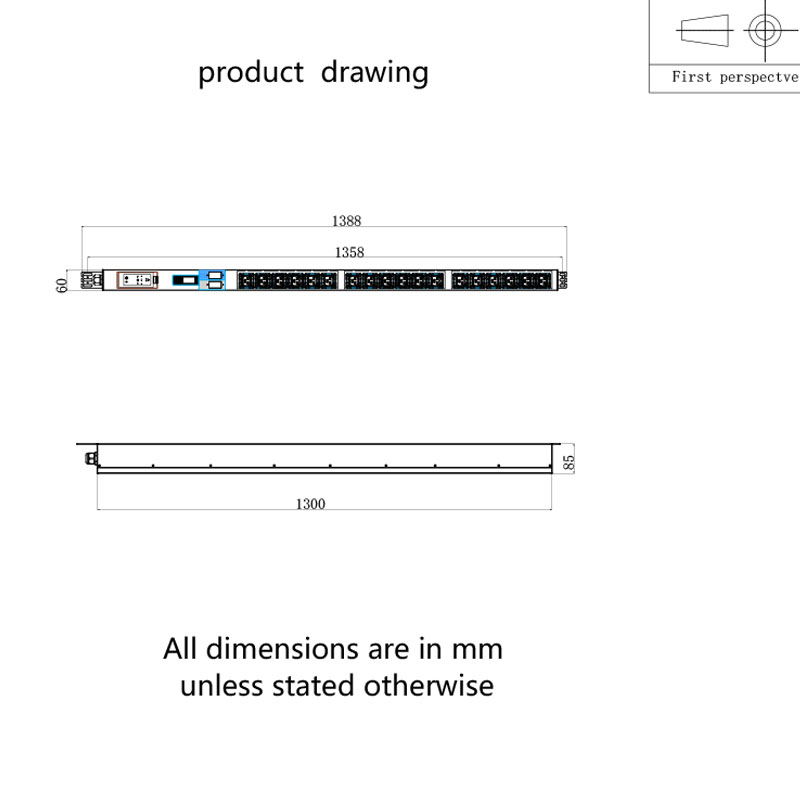 3-fas 18-uttag C19 Vertical Breaker Switched Rack Pdu