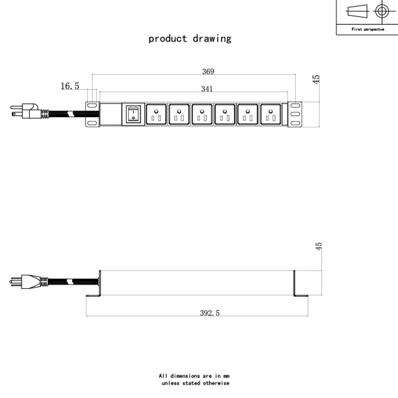 6-vägs US Horizontal Switched Rack Pdu 1U